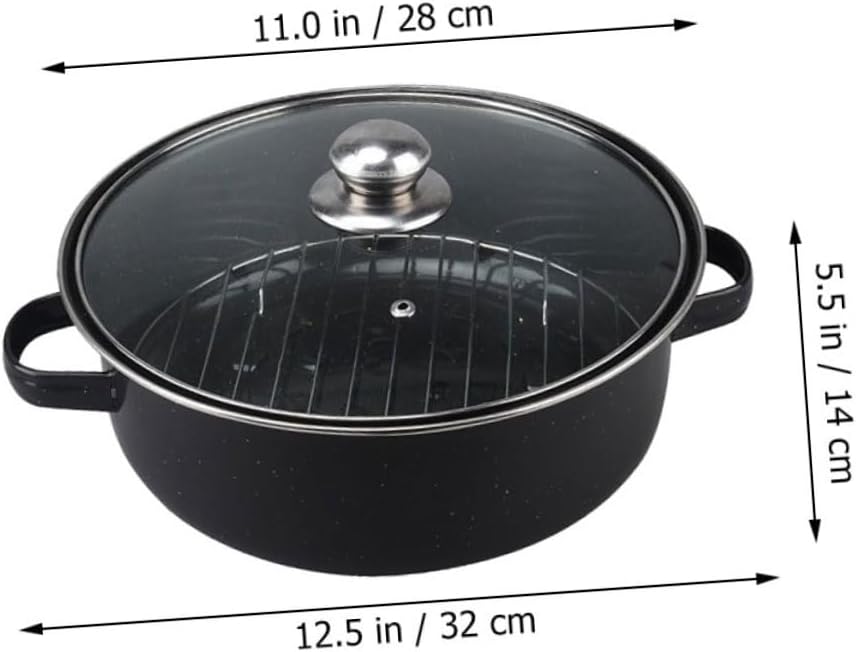 Enameled Roasting Pan Lid Convenient Daily Use Cooking Pot for Roasting Sweet Potatoes and Turkey High-Temperature Resistant Household Cookware