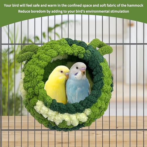 Image of Hamiledyi Bird Nest Warm Snuggle Hut Bird Bed Fluffy Bird Sleeping Bed Parrot Nest Hammock Bird Shed Hut House Plush Snuggle Bird Hammock for Parakeets Cockatiels Conures Lovebirds (Medium)
