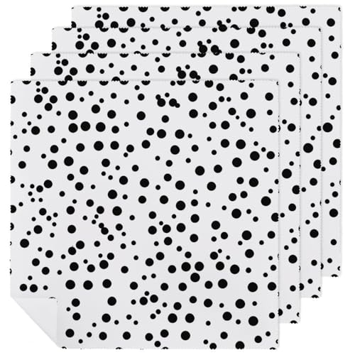 Servilletas de Tela Cuadradas Blanco y Negro con Lunares miniatura 1