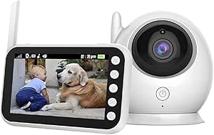 Nayab's Baby Monitor with Camera and Audio, Video Baby Monitor with 1280x720p HD Camera, 4.5” Display, Infrared Night Vision, Two-Way Talk Temperature Display and Lullabies asin的图片
