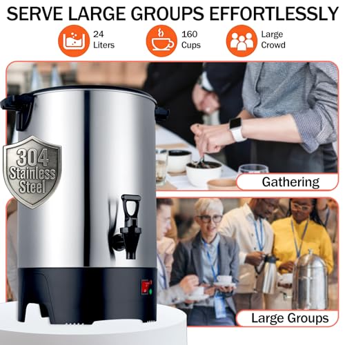 Large Commercial Coffee Urn 160 Cup Percolate Coffee Maker Stainless Steel Hot Beverage Dispenser with Cool-Touch Handles, Quick Brewing for Catering, Business, Church, Restaurant, Wedding, Gathering - Image 4