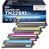 TN229XL TN229 Toner Cartridge Replacement for Brother TN229 XL TN 229XL TN-229XL Toner Work with Brother HL-L3220CDW MFC-L3720CDW HL-L3280CDW HL-L3300CDW MFC-L3780CDW Printer (TN229XLBK/C/M/Y-4 Pack)
