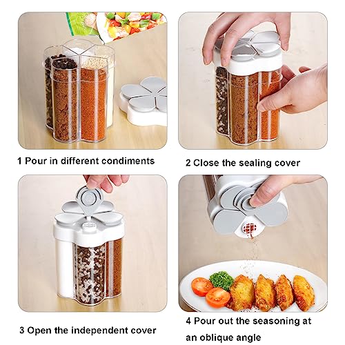 Miayon Saleiro e pimenteiro 5 em 1 recipiente portátil de temperos para acampamento e temperos, pote