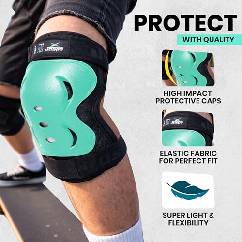 Image of Jaspo Tyro Complete Protective Gear Set for Kids | Helmet with Knee Pads, Elbow Pads & Wrist Guards for Skating, Cycling & Skateboarding (6-14 Years)