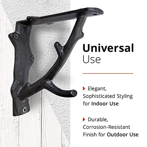 Nach Rustic Branch Shelf Bracket, Decorative Brackets For Shelves, Wall Mount Shelving Brackets, 2 Pack, Black, 7X2X7.3 Inches, Js-90-078 #TOP3