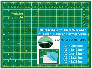 WORKLION Full 9" x 12" Art Self Healing PVC Cutting Mat, Double Sided, Gridded Rotary Cutting Board for Craft, Fabric, Quilting, Sewing, Scrapbooking Project