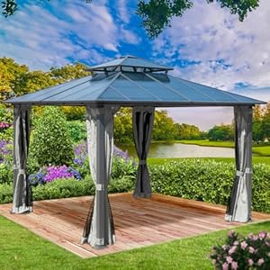 BRAST® Pavillon Aluminium Pagode 4x4m | viele Modelle & Farben | inkl. Moskitonetz | festes Dach | wasserdicht | stabil |UV-Schutz | Hellgrau