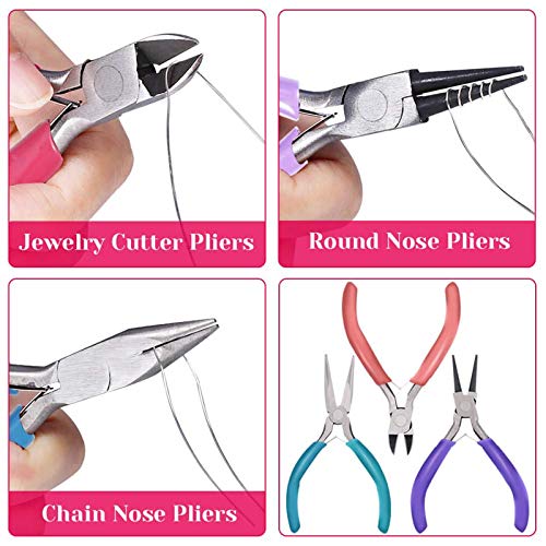 Anezus 7 Pcs Jewelry Pliers And Jewelry Beading Wire Tools Set Includes Needle Nose Pliers, Round Nose Pliers, Wire Cutters And Craft Wire For Jewelry Repair Making Supplies #TOP5