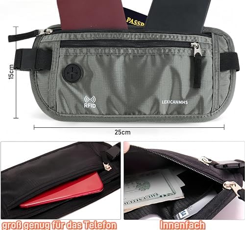 Banane Voyage Antivol Avec Protection RFID – Nylon Imperméable, Réglable – Pochette Secrète Sous Vêtements Pour Homme/femme – Idéal Sport, Quotidien, Voyage