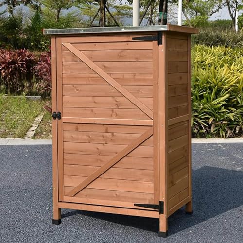 Armario de herramientas de madera para terraza o balcón, resistente a la intemperie, cobertizo para jardín, espacio de trabajo de madera para invernadero, muebles de patio