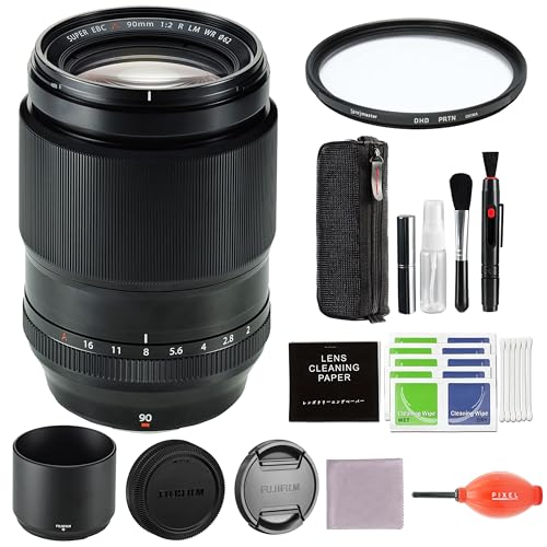 Fujifilm XF 90mm F2 R LM WR Lens Bundle with Pixel Advanced Accessories Pixel Blower, Pixel Cleaning Kit & More | Fujifilm F2 R 