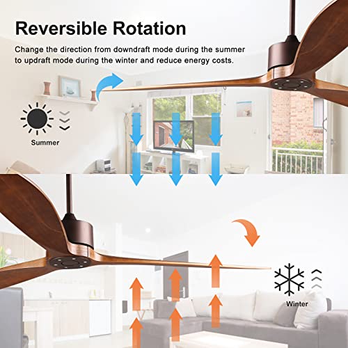 Reiga 65" Dc Motor Indoor Outdoor Modern Smart Large Ceiling Fan High Cfm With 3 Wood Blades Wifi Alexa App Remote Control For Patio Garage Farmhouse Oil-Rubbed Bronze #TOP3