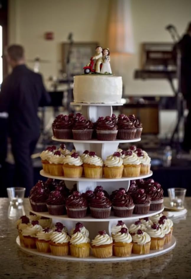 5-Tier White Round Cupcake Display Stand – Reusable Adjustable Dessert Tower for 70–90 Cupcakes – Event Cake Holder for Weddings, Birthdays, Parties, and Celebrations, Gift For LaborDay