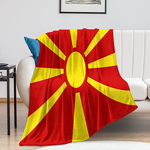 Couverture en peluche drapeau Macédoine 127x152 cm pour canapé - 2