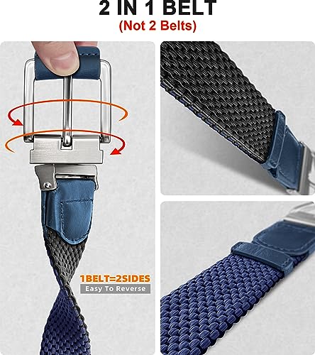 Image of BULLIANT Men Belt Rerversible Golf Belt Stretch Braided for Gift Men 1 3 /8 inch-2 In 1 Belt