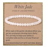 LPBeads Handmade Natural Gemstone Stretch Elastic 4m White Jade Bracelet Healing Crystal Round Stone Beads Jewelry Gifts for Women Men