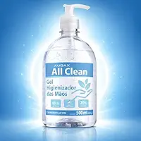 Álcool Gel 70% Higienizador de Mãos 500ml All Clean – Proteção Antibacteriana, Com Aloe Vera, Toque Suave, Secagem Rápida