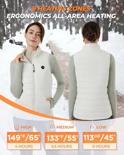 Image of Women's Heated Vest with 16000 mAh Battery Pack Included, 9 Zones Smart Temp Control Ergonomics Heating System