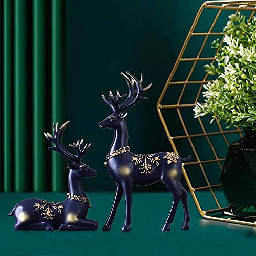 Mayiaho Reindeer Figurines Decor Sculpture Statues For Home Living Room Accessories Clearance Deer Large Knick Knacks Indoor Elegantes Bookshelf Modern Christmas Blue (Blue Purple-Lu2) #TOP4