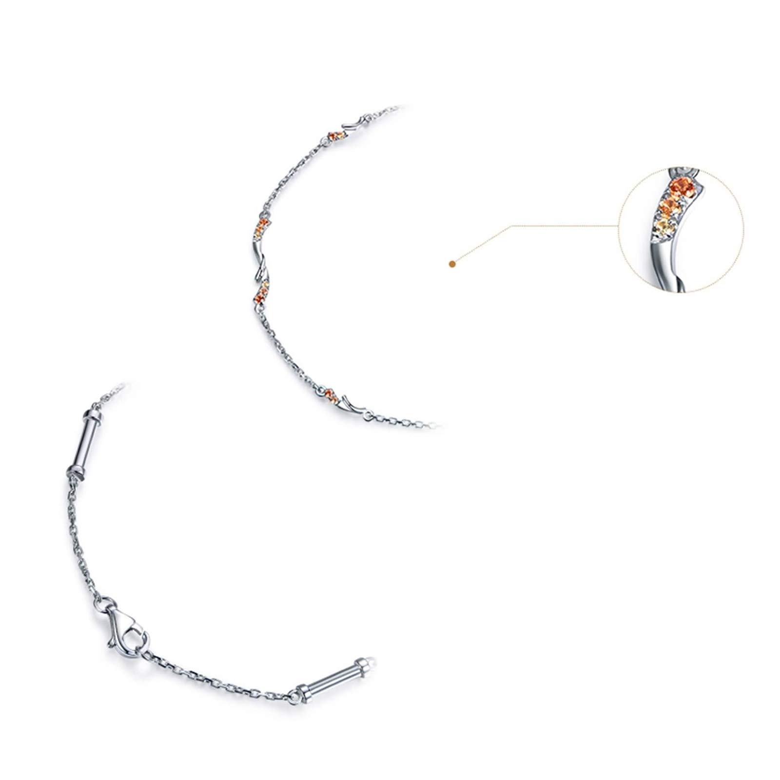 Daesar Bracelet Femme, Bracelet Or Blanc 18K Fleur Bracelet Pierre Saphir 0.12ct Bracelet Amitié Or Blanc