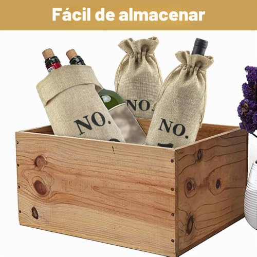 Miniatura 4 de Klyngtsk 10 Pcs Bolsas De Vino De Yute Bolsas De Regalo De Vino Con Cordón Bolsa Botella Vino Reutilizables Bolsas De Regalo De Vino Envoltura De Botella Para Cata De Vinos Fiesta Boda Navidad