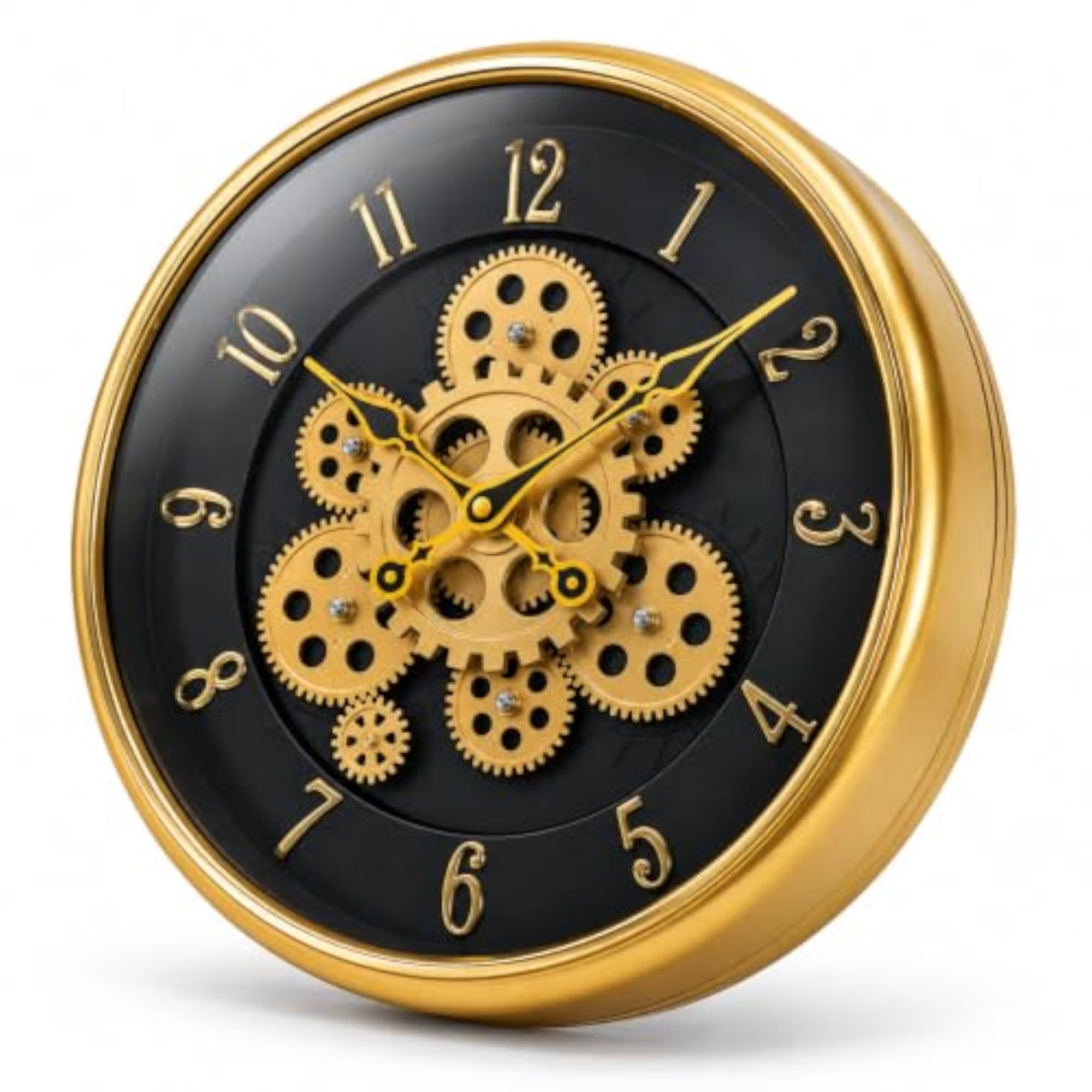 Luxury Gold & Black Gear Wall Clock, Decorative Piece