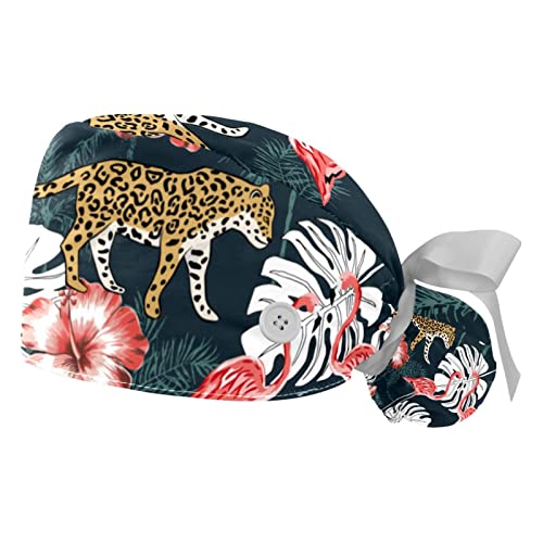 Casquettes de travail et chapeaux bouffants à motifs feuille de buisson pour laboratoires et cuisine
