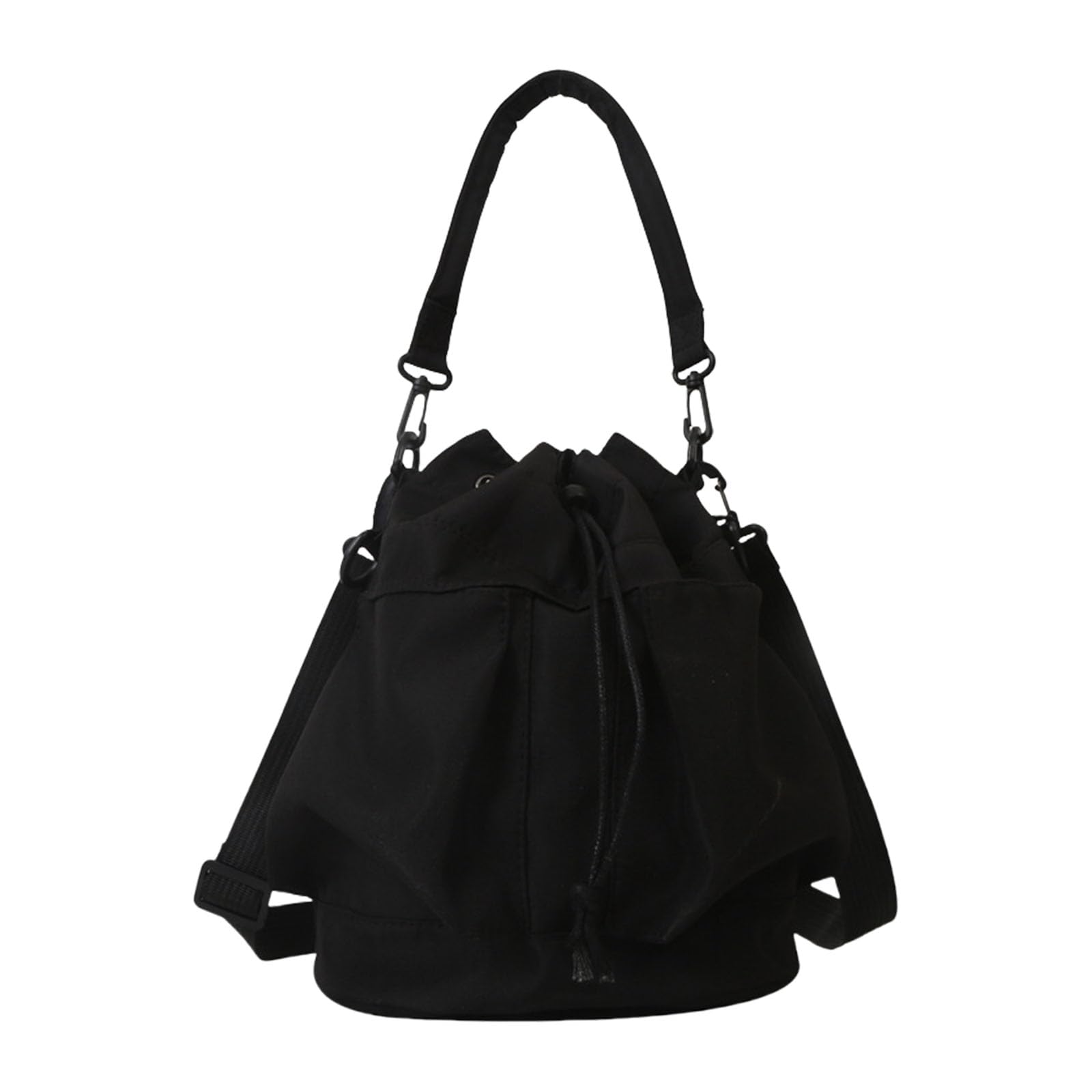 Zenlir Women's Black Elegant Shoulder Bag Oxfords Fabric Bucket Bags For With Spacious Design Underarm Purse For Work Or Travel