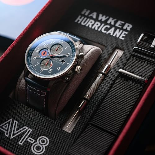 Image of AVI-8 Men's 43.5mm Hawker Hurricane Classic Chronograph Watch with Leather Strap AV-4011