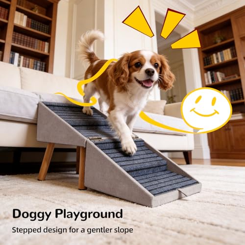 Image of 17.13 inch H Foldable Dog ramp for Couch, 2-in-1 Pet Steps & Ottoman