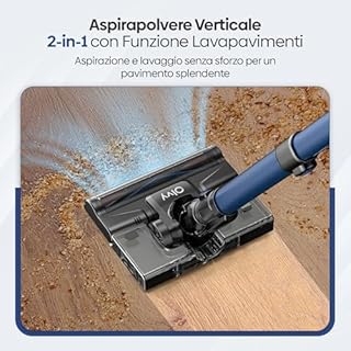 Olvy Aspirapolvere a batteria 2 in 1 – senza fili, senza sacchetto – 35.000 Pa potenza di aspirazione, 5 livelli, Display LED, filtro HEPA