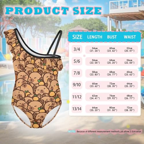 Image of Girls One Piece Swimsuits Size 3-14 Trendy Ruffle Bathing Suit Casual Hawaiian Summer Beach Swimwear