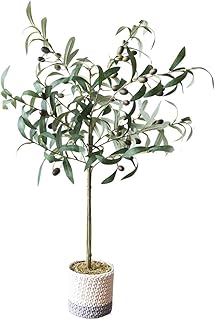 Plantes artificielles d'olivier artificiel en pot avec panier tissé, décor de plantes vertes pour bureau de salon intérieur H 30"