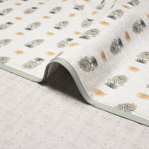 Image of Story@Home Dohar Singlee Bed Cover Cotton 100% | 150GSM 144 x 220 CM Quilt AC Blanket for Summer | AC Comforter Double Bed | Green & White, Motif Reversible Design Duvet | All-Season Blanket