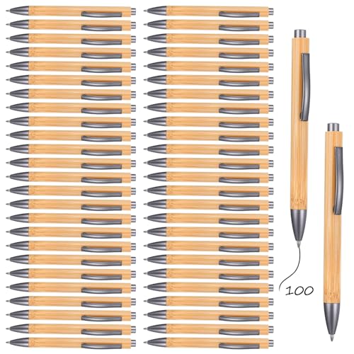 Stylo à bille en bois de bambou lot de 100 pour écrire son journal et étudier au quotidien
