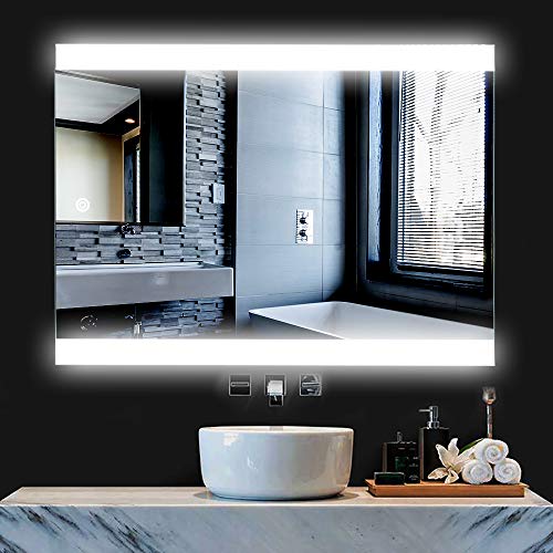 LED badkamerspiegel, Wandspiegel, Koel wit (5050LED) + waterdicht + anticondens, 60 * 80 cm