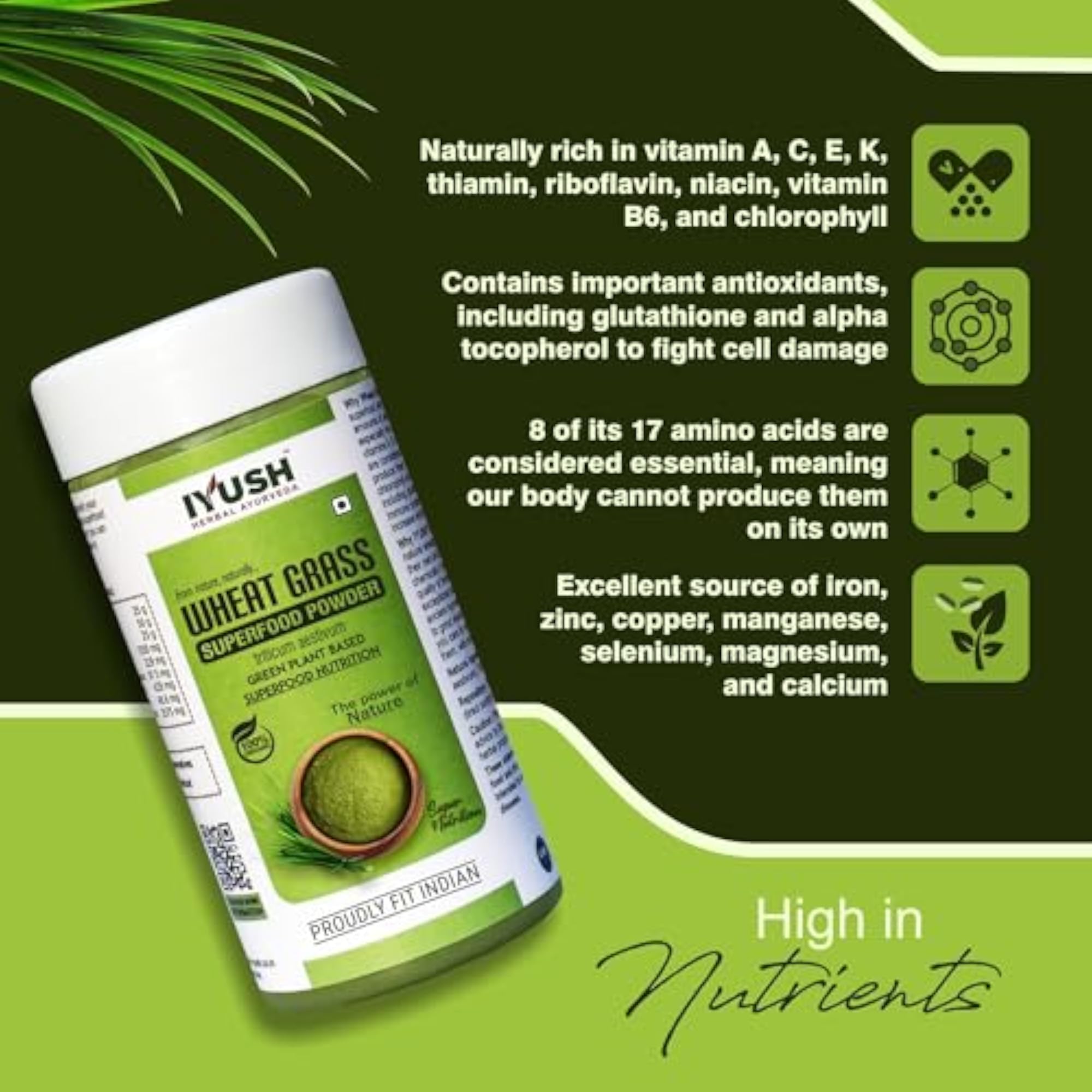 IYUSH Herbal Ayurveda Wheat Grass Powder Organic - 250gm
