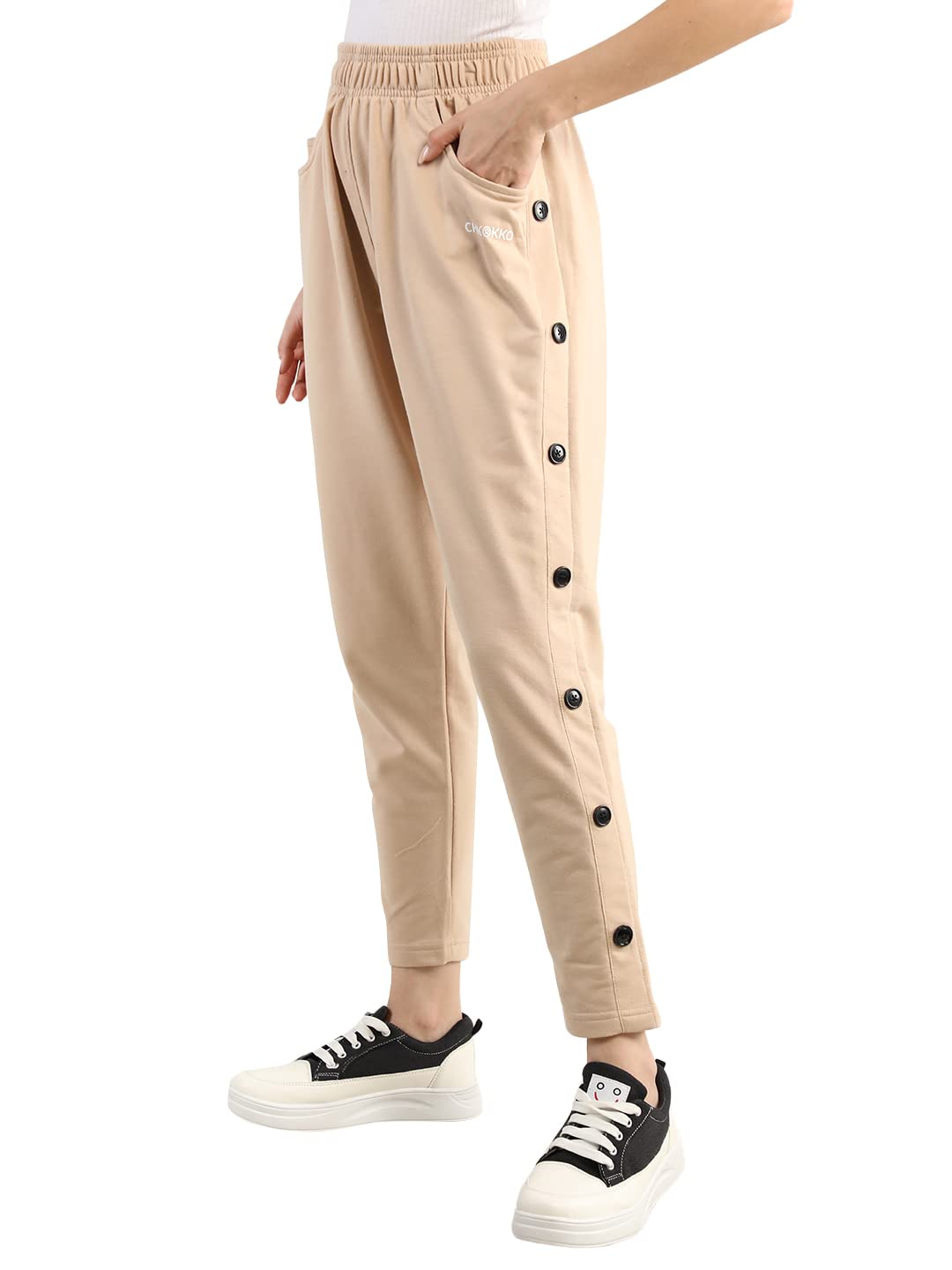 CHKOKKO Women's Regular Fit Mid Rise Casual Side Button Poly Cotton Track Pants - Review, Price and Buying Guide