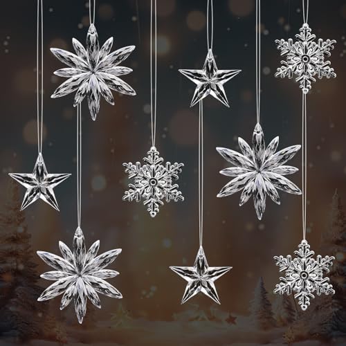 9 Stück Weihnachtendeko Acryl Hängende Ornamente, Christbaumschmuck,...