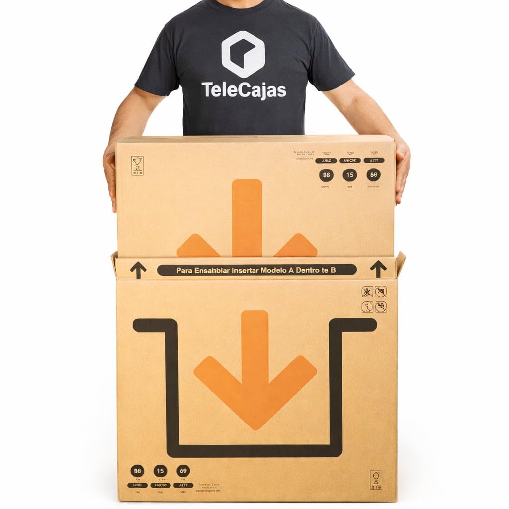 TELECAJAS | 3 Cajas 130x13x81 cm Cuadros Grandes Telescópica y Robusta: Televisores Planos, TV | Modelo A+B | TV hasta 55' pulgadas | Pack de 3 cajas + Precinto