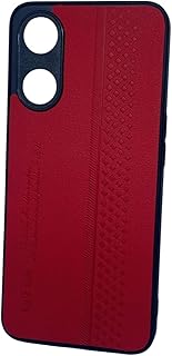 جراب متوافق مع هاتف Oppo A78 بتصميم جلد شبابي مميز مضاد للصدمات بخامة عالية من 3mara store (أحمر)