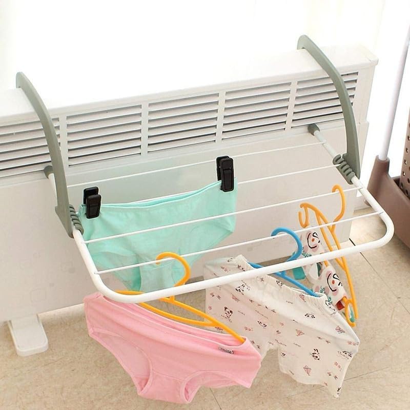 Balcony Railing Towel Drying Rack – Foldable Clothes Hanger Stand | Heavy Duty Plastic Cloth Dryer for Balcony, Bathroom & Outdoor Railings – Space Saving Design (1 Pcs)