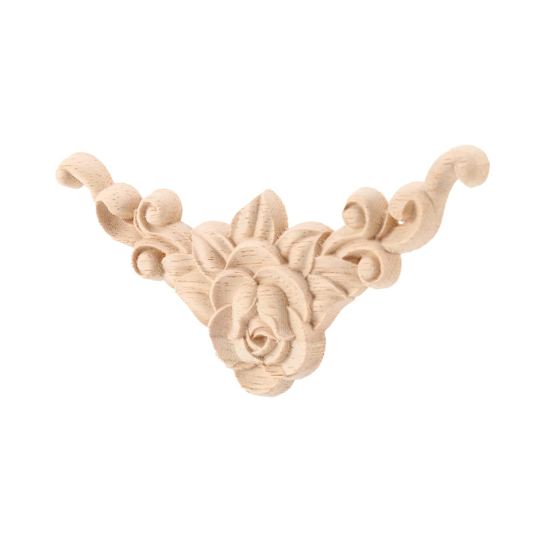 4 Pezzi in Legno di Gomma Intagliato Angolo Onlay Applique Mobili a