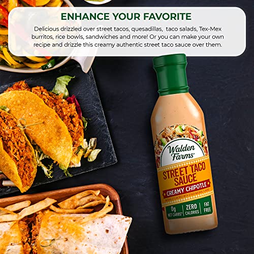 Walden Farms Street Taco Sauce Creamy Chipotle – Calorie-Free, Gluten-Free, Low Carb, Keto-Friendly, Sugar-Free, Smoky Chipotle Flavor – 2-Pack, 12 oz Bottles