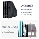 Marte Vanci Collapsible Magazine File Holder with 4 Compartment, Desktop Binder Rack, Adjustable Sturdy File Dividers Document Rack Display (Black) - Image 2