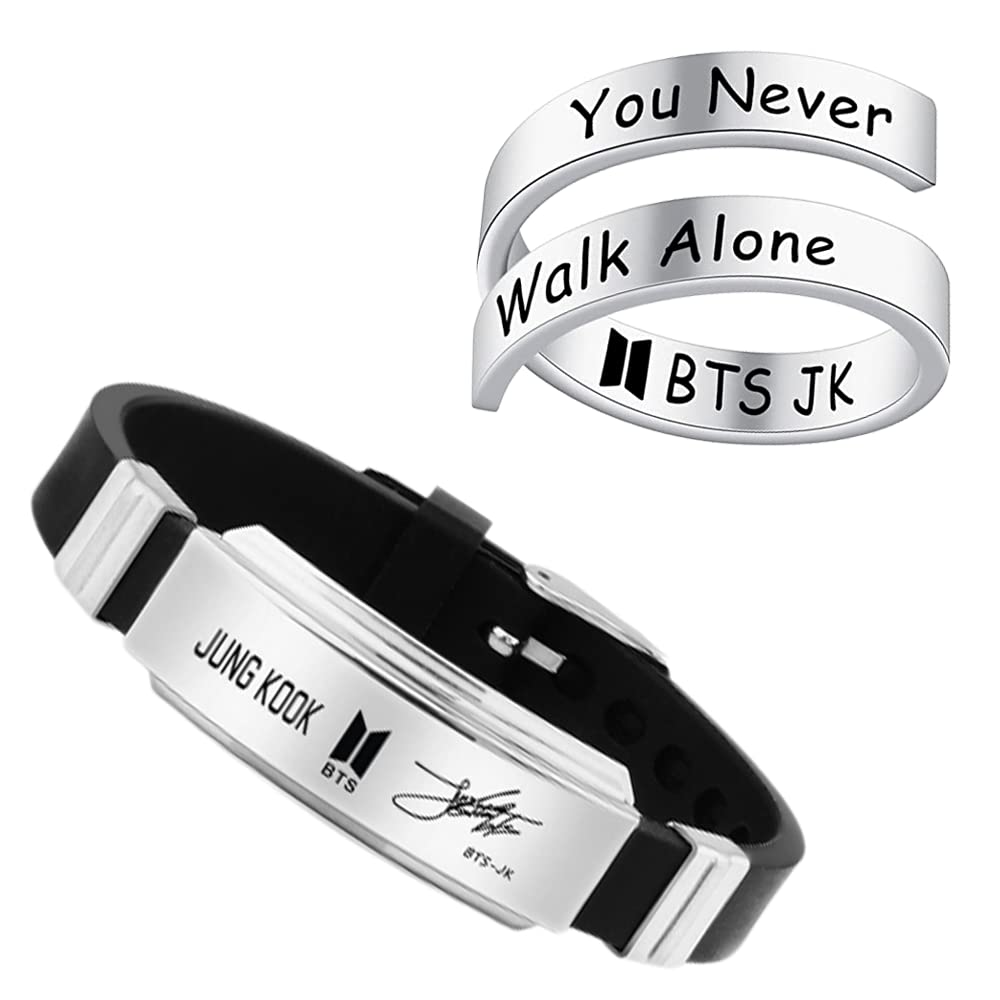 See full amazon price history chart for University Trendz Combo Pack of BTS Signature Jungkook Bracelet with Adjustable Ring (Silver) University Trendz Combo Pack of BTS Signature Jungkook Bracelet with Adjustable Ring (Silver) (B0BXF7F9P9) Amazon Price History, Amazon Price Tracker