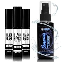 Blackbeard for Men Formula X Beard Color & Seaspray Hair Energizer Bundle - Instant Beard Color & Hair Volumizer with Biotin & Caffeine, Thickening Spray, 3-Pack Beard Color BrownBlack, 1 Seaspray