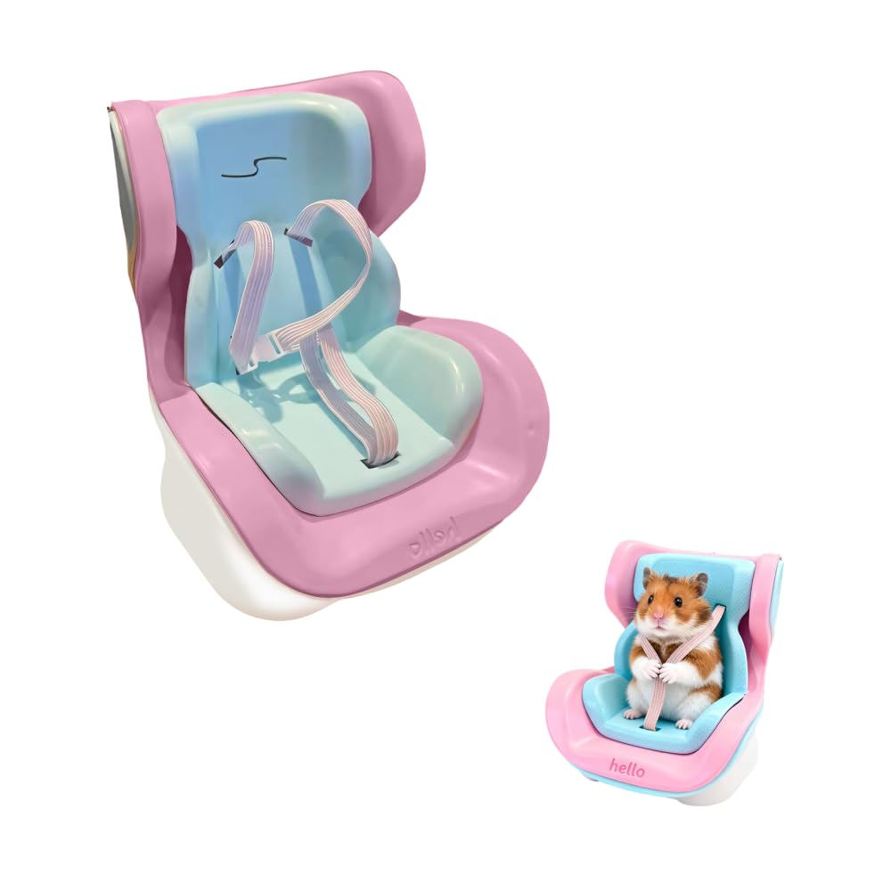 Hamster Car Seat Bracket, Adjustable Gerbils Car Bed with Magnetic Base, Cute Small Animal Carrier for Hamsters, Gerbils, Mice in Vehicles