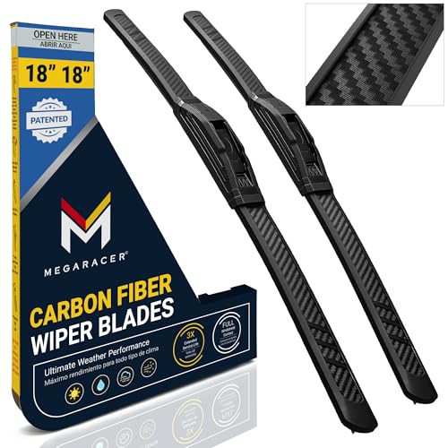 Image of Premium Silicone Windshield Wiper Blades 18 inch & 18 inch (2 Pack) for Car & Truck | Carbon Fiber Design, Quiet & Smooth Streak-Free Clean Wipe, All-Season, OEM Quality, Front Automotive Replacement Wipers