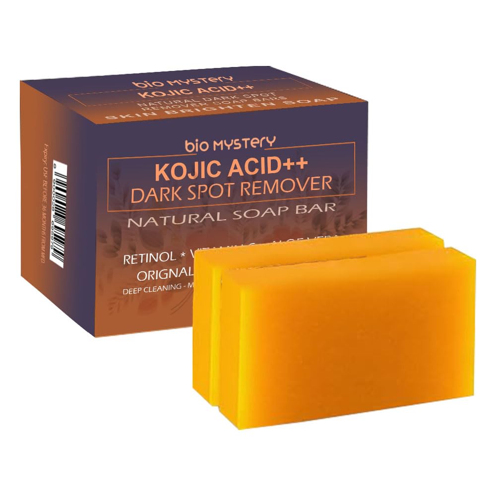 Bio Mystery Kojie Plus Plus Beauty Soap Bars with Retinol, Aloe vera, Turmeric - 100g, 2 Bars Per Pack